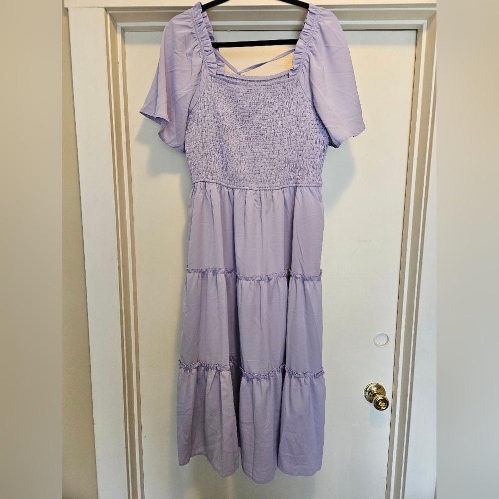 Purple Tiered Midi Dress